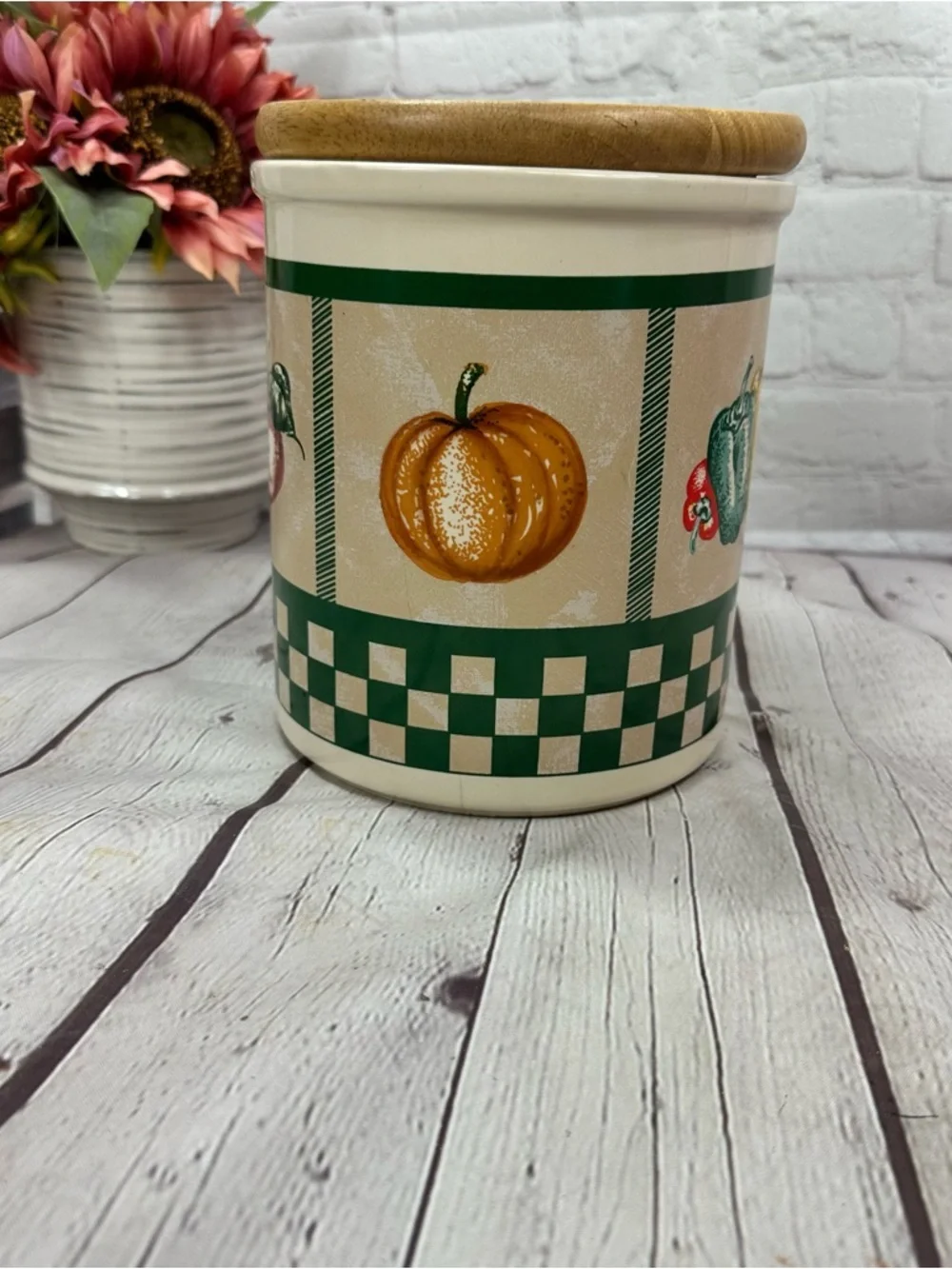 vtg 90s Himark vegetable medley large Canister cottage country farmhouse retro